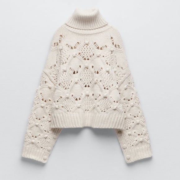 Zara NWT Cable Knit Sweater with Buttons - Picture 3 of 8